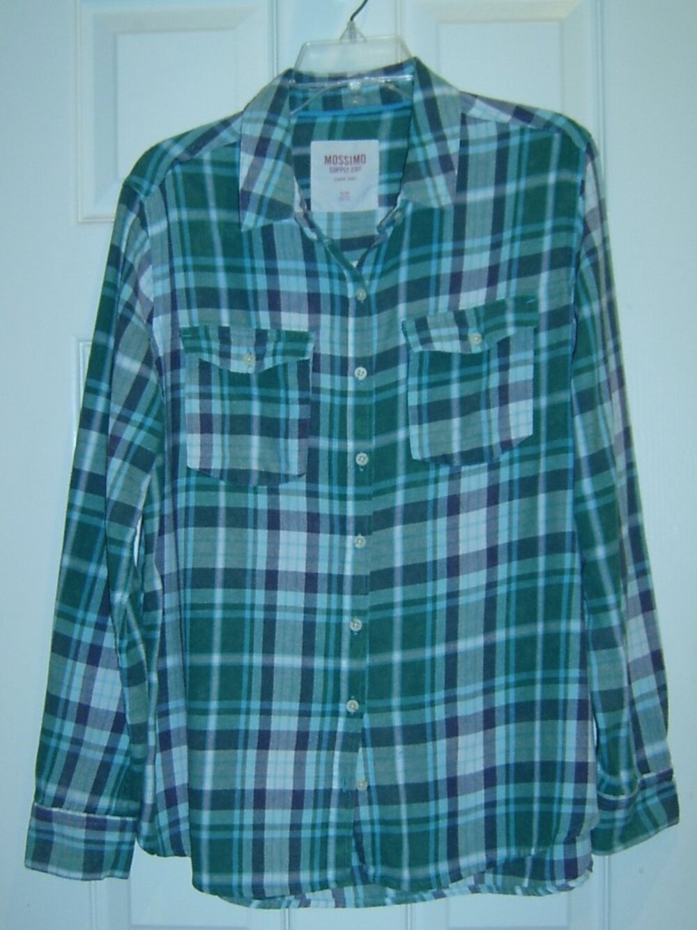 Mossimo Plaid Lightweight Flannel Button Up Shirt, Sz L-XL, GUC